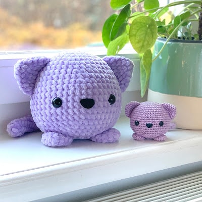 purple round cat crochet amigurumi
