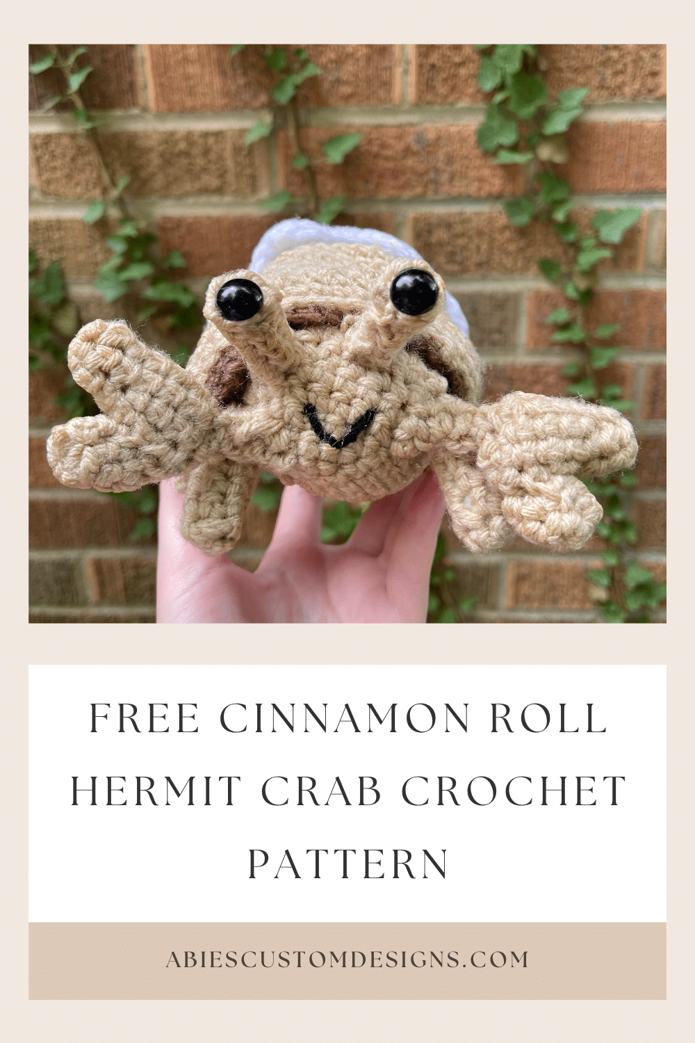 Free cinnamon roll hermit crab crochet pattern