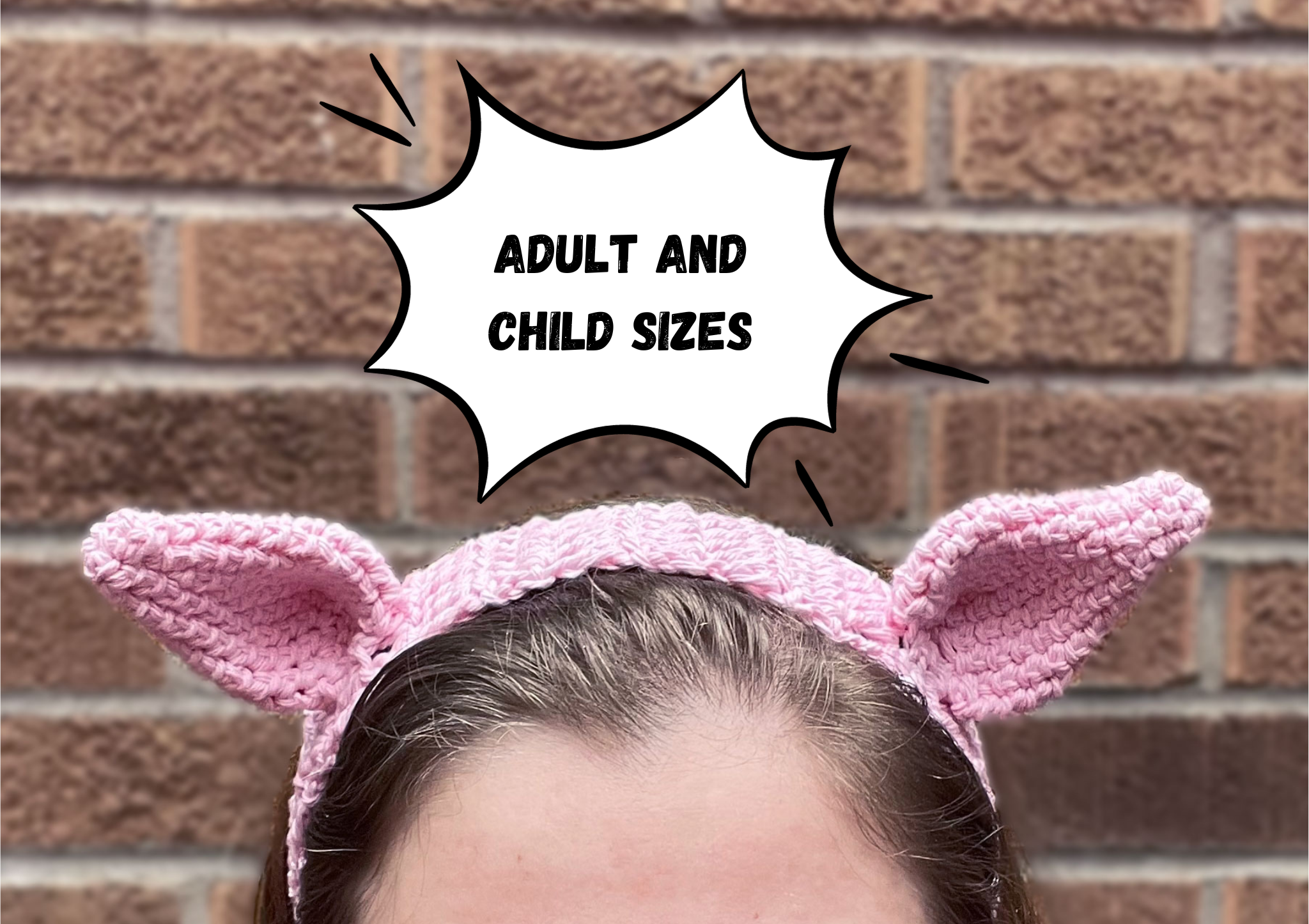 Pig Headband with text adult and child sizes on it